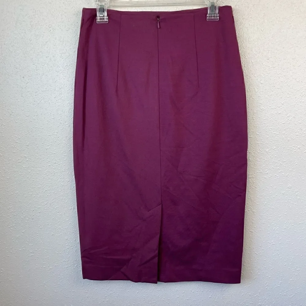 Halogen Maroon Stretch Fit Midi Skirt Size 8 EUC